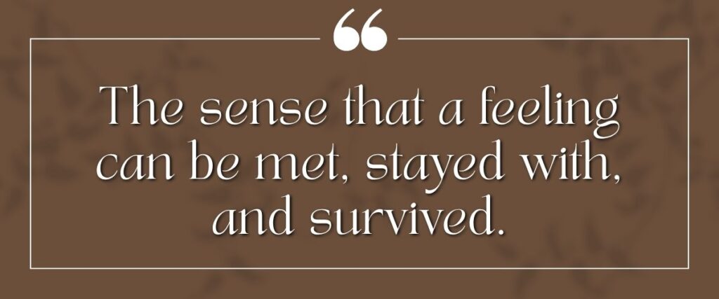 River & Ember quote card about story helping a child learn a feeling can be survived.